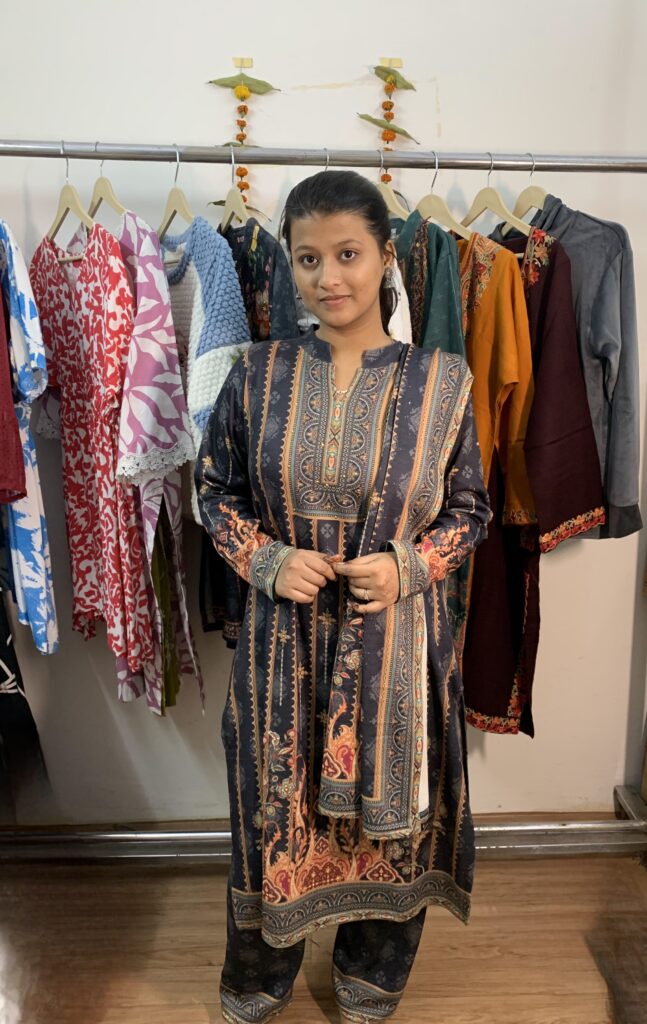 Midnight Elegance Printed Suit Set