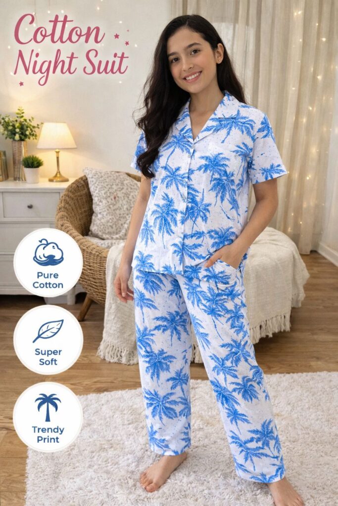 Cotton Floral Print Night Suit
