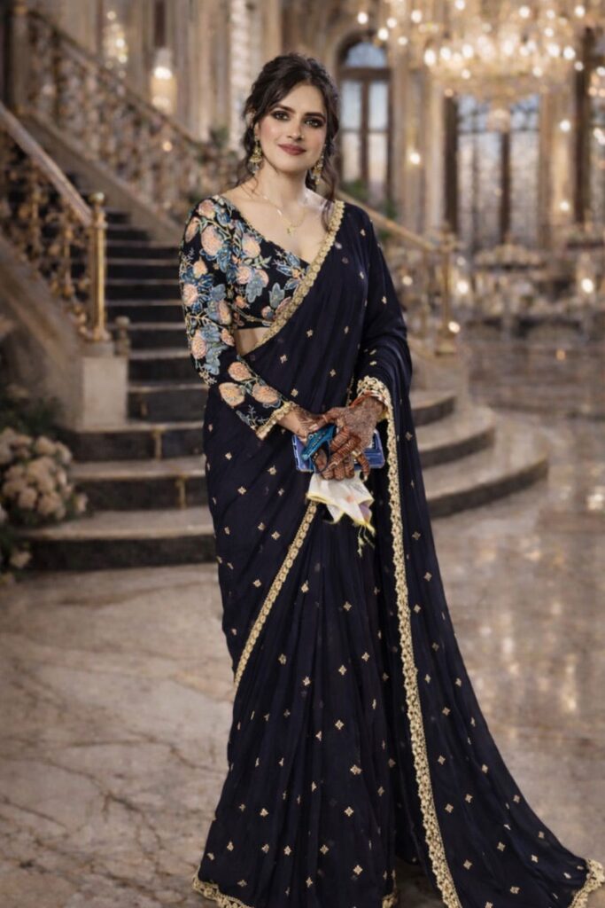 Navkala Midnight Bloom Designer Saree
